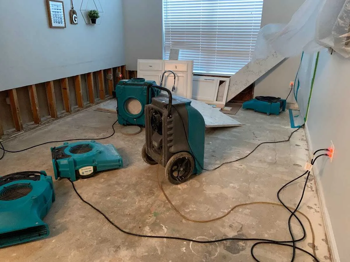 Dehumidifier in flood-cut room for Water Damage Restoration in Spartanburg